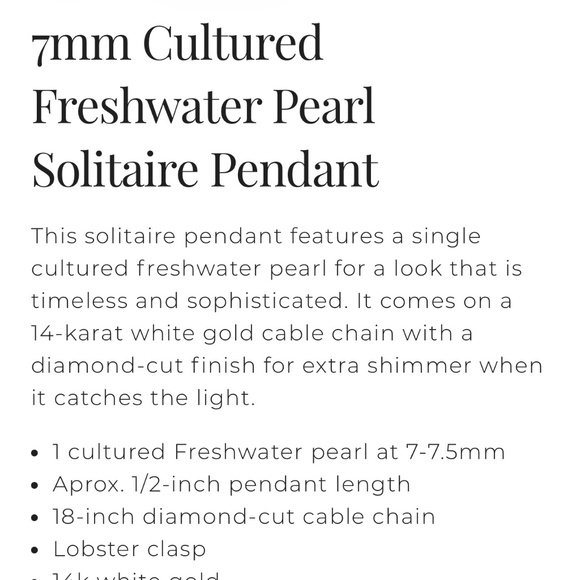 Shane Co. 7mm Cultured Freshwater Pearl Solitaire Pendant - Picture 4 of 10